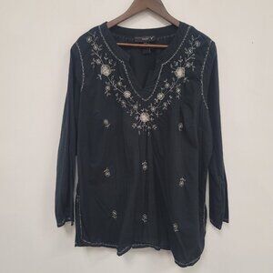 Vintage Venezia Womens Long Sleeve Embroidered Top Size 18 Witchy Boho Festival